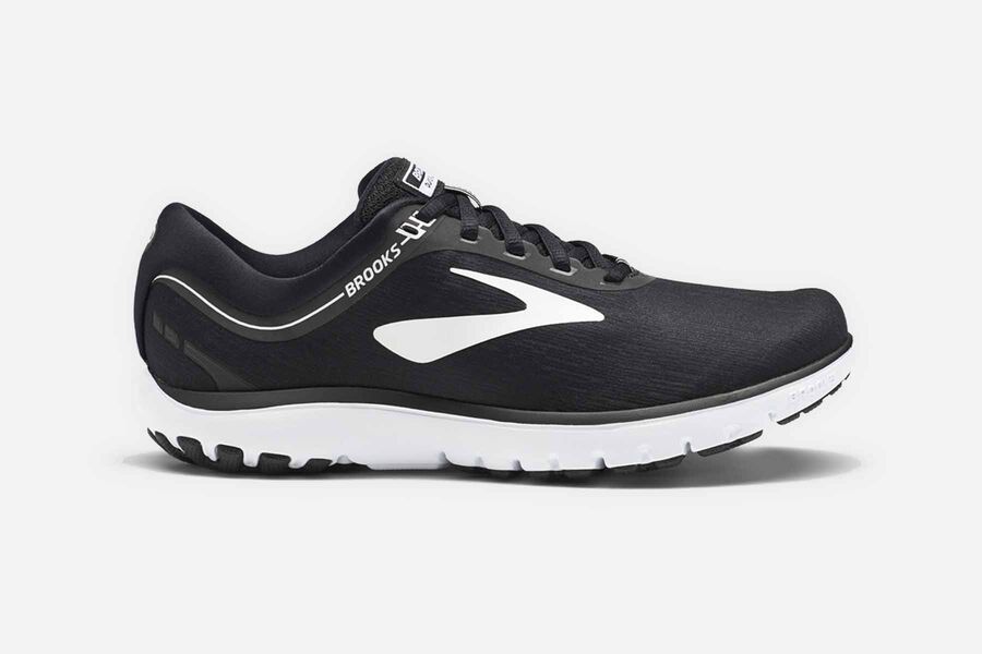 Brooks PureFlow 7 Womens UK - Road Running Shoes - Black/White 048-VEWIUB